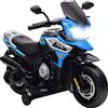 Moto Elettrica Per Bambini Con Rotelle, Specchietti E Poggiapiedi, In Pp E Metallo, 85.5x44.5x56 Cm, Blu