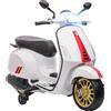 Moto Elettrica Per Bambini A Licenza Vespa Con Rotelle, Fanale E Musica, In Pp E Metallo, 107x47x73 Cm, Bianco