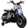 Moto Elettrica Per Bambini 3-5 Anni In Pp E Metallo Con Rotelle, Clacson E Musica, 86x44x58 Cm, Bianca E Nera
