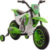 Moto Da Cross Elettrica Per Bambini Con Rotelle, In Pp E Metallo, 106.5x51.5x68 Cm, Verde