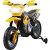 Moto Elettrica Per Bambini 3 Anni E Più, Moto Cross Elettrica Con Rotelle, Batteria 6v Velocità 2.5km/h, 102 X 53 X 66cm, Giallo