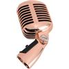GOWENIC Microfono Vintage, Microfono Dinamico Stile retrò, Microfono Vocale Dinamico retrò con Rack Rotante Autotensionante in Lega di Zinco per Feste KTV (Oro rosa)