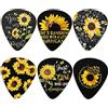 Jeiento, Set di 6 plettri per chitarra personalizzati, stampa girasole, medio sottile, ottimo regalo per chitarre elettriche, acustiche o bassi, 0,96 mm
