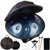 LSZMXI Handpan Drum Instrument, Oro, Re Minore 9 Note Tamburo A Mano In Acciaio Da 22'' Con Borsa Morbida, 2 Bacchette, Supporto, Per Meditazione E Rilassamento