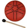 Generico Handpan, Tamburo a Lingua D'acciaio da 4 Pollici, 8 Note, con Libro di Musica, Strumenti a Percussione Rilassanti in Stile Rain Drum, Regalo Musicale per Adulti(Rosso,3 pollici 6 Nota)