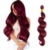 Salharer Ciocche di capelli veri da cucire, per capelli umani, extension a doppio filo, per capelli Remy, colore bordeaux per donna, 18 pollici