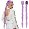 Silk-co Extension Treccine Viola a Tre Capelli Clip in Treccia Finta Coda Lunga Braids Posticci Teenager Ragazza per Cosplay Stile Gotico 65cm