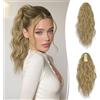 RUWISS Coda Capelli Extension con Pinza, Coda Finta Capelli Ricci 35 cm Coda Capelli Extension Ondulate Sintetici Coda di Cavallo per Donne (Biondo Cenere)