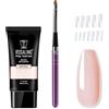ROSALIND Set Ricostruzione Unghie Gel, 60ml Rosa Acrigel per Unghie Poly Nail Gel con Pennello e Unghie Finte per Principianti e Professionisti