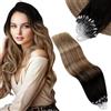 Vivien Extension Capelli Veri Microring Ombre Nero Naturale Con Marrone Cioccolato Extension Micro Ring Capelli Veri Balayage Marrone Cenere Extension Microring Capelli Veri 35cm 50g #1b/4/18