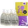 FEI FAN Sapone Extra Puro, LAVANDA, Per Mani, Viso e Corpo. Con Estratto Biologico Di Foglia Di Olivo e Olio Essenziale Di Lavanda 500ml + Panno SOFT In Lattice, Formato 30x30cm (4 Unità + Panno)