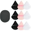 Amcbkyea Set di 9 Triangolo Polvere Puff e 1 Spugna Detergente al Carbone di Bambù - Spugne Cosmetiche Riutilizzabili per Fondotinta, Cipria Libera e Pulizia del Viso - Uso a Secco/Bagnato - Nero/Rosa/Bianc