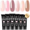 ROSALIND Poligel per Unghie 6pcs 10ml Gel Ricostruzione Unghie Rosa Nude | Set gel unghie Estensione per Principiante, Professionale e Salone di Bellezza, DIY Gel Nail Art