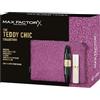 Max Factor The Teddy Chic Collection Mascara False Lash Effect Raven Black, Gloss 2000 Calorie Lip Glaze 00 Melting Ice, pochette Teddy Malva