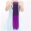 LesafeV Extension di capelli sintetici colorati, a coda di cavallo, con laccetto, 60 cm, senza cuciture (nero, T viola)