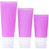 Ulalaza Set di bottiglie da viaggio in silicone da 3 pezzi 38 ml 60 ml 80 ml Contenitori da viaggio comprimibili a tenuta stagna riutilizzabili per lozione shampoo liquido