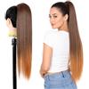Ser Mulher Coda Capelli Extension Lisci con Laccio, 100% Effetto Naturale, 70 cm - Coda di Cavallo Liscia in Termofibra, Resistente al Calore, Applicazione Rapida in Pochi Minuti, KATE (Brown Degradee)