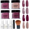 Gcroet 10 pz/set Dip Powder Kit per unghie Set di 4 colori in polvere per unghie con base e attivatore di top coat per French Nails Art Manicure Salon Fai da te a casa, Viola...