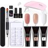 CaCaCook Gel Ricostruzione Unghie Kit, Kit Unghie Gel con Lampada UV + 3 Colori 15ml Kit Gel Estensione Unghie + Base e Top Coat + 100 Unghie Finte, Kit Manicure Nail Art