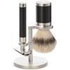 Mühle S31m96 - Set da barba ROCCA, 3 pezzi, rasoio e montatura del tasso montatura in acciaio inox spazzolato e rivestimento DLC nero