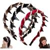 Generico Probabledy Retro High Skull Pearl Headband, Fluffy High Cranial Headband, 1 Second Fluffy High Cranial Effect, Serrated Anti-Slip Teeth for Elegant Daily Wear (D-3PCS)