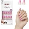 kiss new york Acrylic Nude French Press-On Nails Kit - Squared Pink Unghie Finte Corte, Dual Form Gel, Effetto Ricostruzione Unghie, Kit Completo con Colla per Unghie Finte Adesive e Tip in Gel Manicure