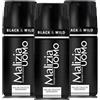 Malizia Uomo Profumo d'Intesa Deodorante Spray 150 ml - Eau de Toilette Maschile, Fragranza Intensa e Duratura, Freschezza per Tutto il Giorno (Black&Wild 3 Unità)