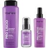 Generico Set Pro Liscio Disciplina e Lucentezza, Latte Lisciante 125ml, Shampoo 500ml, Cristalli Liquidi 50ml con Cheratina e Olio di Avocado per Capelli Crespi