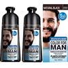 Qklovni Men Beard Hair Color Instant Dye Black Mustache Beard Darkening Shampoo,Professional Men's Mustache & Beard Black Hair Color Dye Shampoo (2pcs)