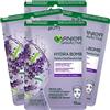 Garnier SkinActive Hydra Bomb Maschera Viso in Tessuto Super Idratante Effetto Relax Formula Vegana con Lavanda ed Acido Ialuronico ad Azione Rilassante per Pelli Stressate - 4 Maschere Monouso