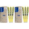 PILOT - Set di 6 FriXion Light - Evidenziatori Cancellabili in Colori fluorescenti - Giallo - Punta a scalpello per tratti fini o larghi.