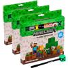 Puckator Minecraft - Set di 24 Penne con Topper in PVC Pixelato, Collezione Personaggi, Nero, Tratto Fine - Cancelleria per Scuola, Ufficio, Scrivania