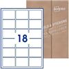 Avery Etichette adesive in carta bianca con adesivo rimovibile, 64x47mm, 25 fogli, 18 etichette per foglio, formato foglio A4, stampanti laser e inkjet o scrivibili a mano