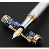 Xezo Penna stilografica Maestro, pennino fine. Argento massiccio 925 con conchiglia Pāua blu e placcatura in oro 18 carati. Realizzata a mano, edizione limitata, numerata