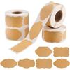 Zykra 1200 pezzi Etichette per Barattoli Vetro, 3 x 5CM Etichette Kraft Adesive, 6 Disegni Etiketten Marmeladengläser, Etichette Adesive Fai da Te per Bottiglie, per Barattoli, Sacchetti Regalo, 4 Rotoli