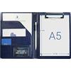 Mymazn Portablocco A5 Blocco Appunti Portablocco in Pelle Supporto Per Blocco File Organizer con Tasca Interna Blu