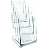 ARDA Portariviste da parete con 4 scomparti, Formato 1/3 A4 (per fogli da 99 X 210 mm), Capacità 800 fogli da 80gr, Espositore Trasparente