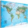 murando - Lavagna Di Sughero per Puntine - Mappa del Mondo 90x60 cm 1 Pezzo - Bacheca Sughero da Parete & Quadro su tela in un Uno - Decorativo per Parete per le Note Ufficio - Planisfero k-A-0459-p-a