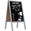 ALLboards Lavagna Nera da Gesso con Cavalletto Grigio 118x61cm, Struttura in Legno, Scrivibile con Gessetti e Pennarelli a Gesso, per Bar Ristoranti Locali