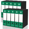 LogicaShop DOX Faldoni Portadocumenti Ufficio con Custodia, Raccoglitore ad Anelli A4, Dorso 8, Formato Commerciale, 32 cm Altezza, Classificatori Dossier Archivio Fatture e Documenti, 10 Pz (Verde)