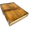 crigema - Agenda in Pelle - Quaderno Appunti Fatto a Mano - Fogli Bianchi - 17,5 x 12,5cm - 240 Pagine (ANKH)