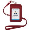 GOGO - Porta badge con chiusura a cerniera, 2 lati, PU Porta Tesserino in stile verticale con tasca e cordino
