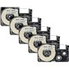 vhbw 5x Cassetta nastro sostituisce Casio XR-18WE1, XR-18WE per etichettatrice 8m x 18 mm nero su bianco