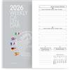 INTEMPO. Ricambio Agenda 2026 Settimanale 12 Mesi Carta Bianca Formato 12x7 cm