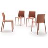 Mobili Fiver, Sedie Emma, Set da 4, Terracotta, Polipropilene Addizionato a Fibra di Vetro, Sedie moderne per Bar e Ristoranti, Cucina, Giardino, Soggiorno, Made in Italy