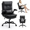 Asukale Sedia da ufficio ergonomica [vincitore del test], in pelle antigraffio, braccioli e schienale alto, regolabile in altezza e funzione basculante, 150 kg, colore nero