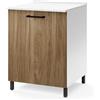 Linea Azzurra Base 60 Mobili Cucina Componibile con 1 Anta e 2 Ripiani in Legno Made in Italy H85xL60xP50 cm Elegante Funzionale Facile da Montare (Noce Naturale)