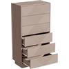 UEV Cassettiera a 6 Cassetti con Motivo a Rombi, Settiminio Spazioso per Archiviazione, Comò Stabile e Durevole per Soggiorno, Camera da letto, Corridoio, 60 x 33,5 x 111 cm, Beige Mocca