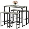 Songvas Tavolo da Pranzo con 4 Sedie, Tavolo e Sedie da Esterno Set 5 Pezzi Mobili Industriale Tavolo 100 x 50 x 90 cm, Sedie Cucina 40 x 30 x 65 cm, per Cucina, Nero Opaco + Venatura Cemento