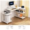 Submi Scrivania Angolare a L, Scrivania Regolabile in Altezza con Supporto Monitor, 152x80cm Scrivania Salvaspazio Ripiano Portaoggetti Reversibile, Lunga Scrivania Ufficio per Studio Ufficio, Bianco